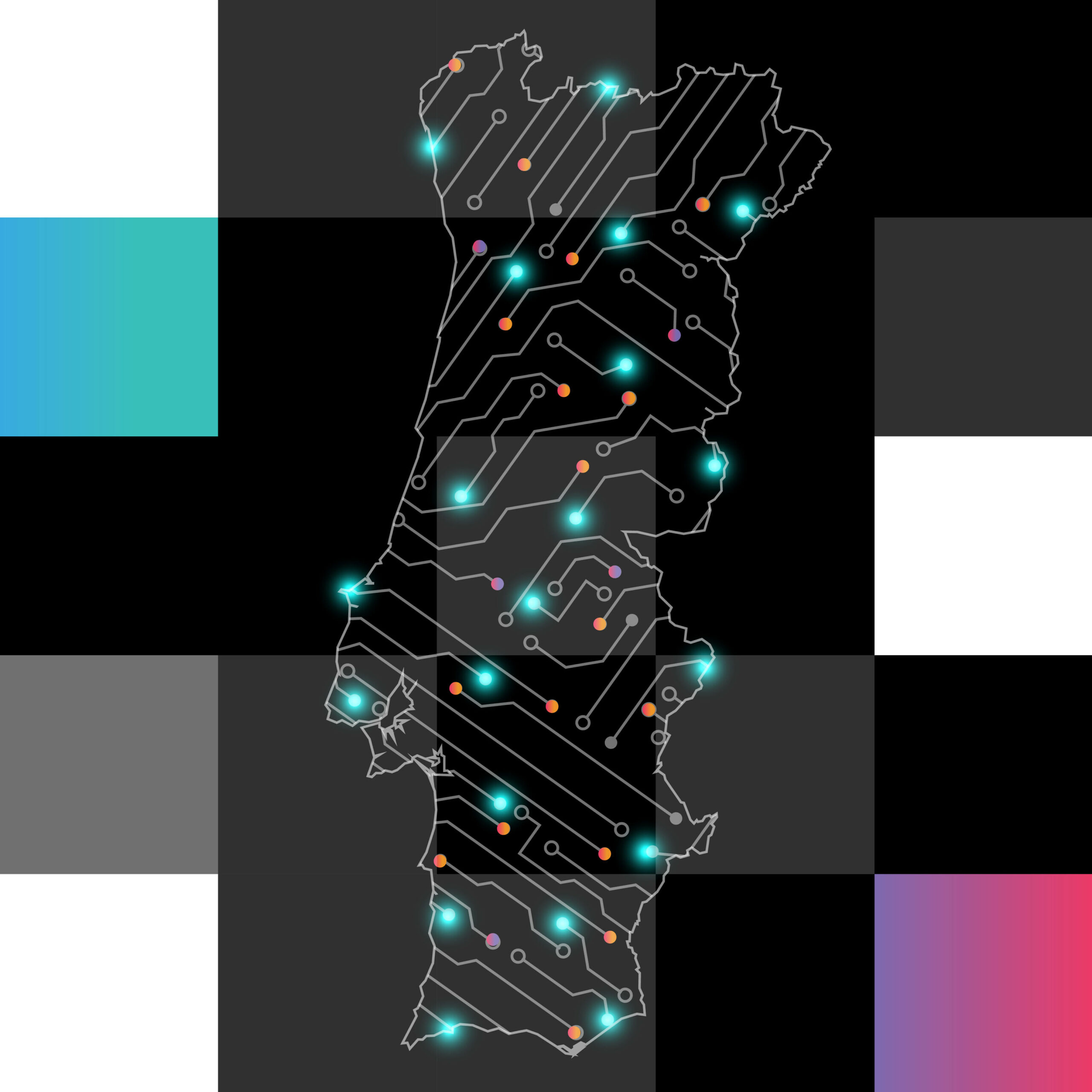 mapa de Portugal ilustrativo das ligações de conectividade